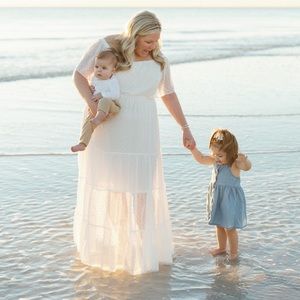 Baltic Born Swiss Dot White Beach Photo Dress Size XL